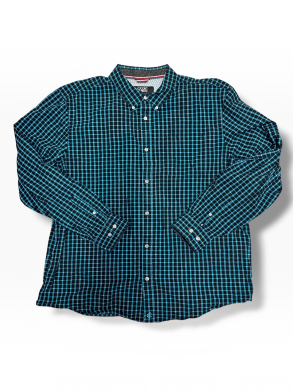 Cody James Men’s XL Black Turquoise Plaid Western Button Down Shirt Long Sleeve